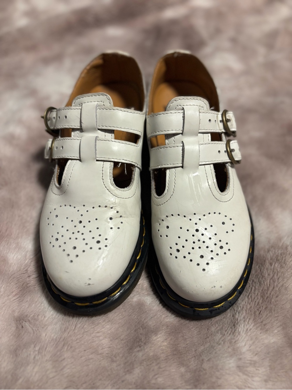 Dr. Martens 8065 White Leather Double Strap Mary Jane Shoes Women’s US 6 EU 37